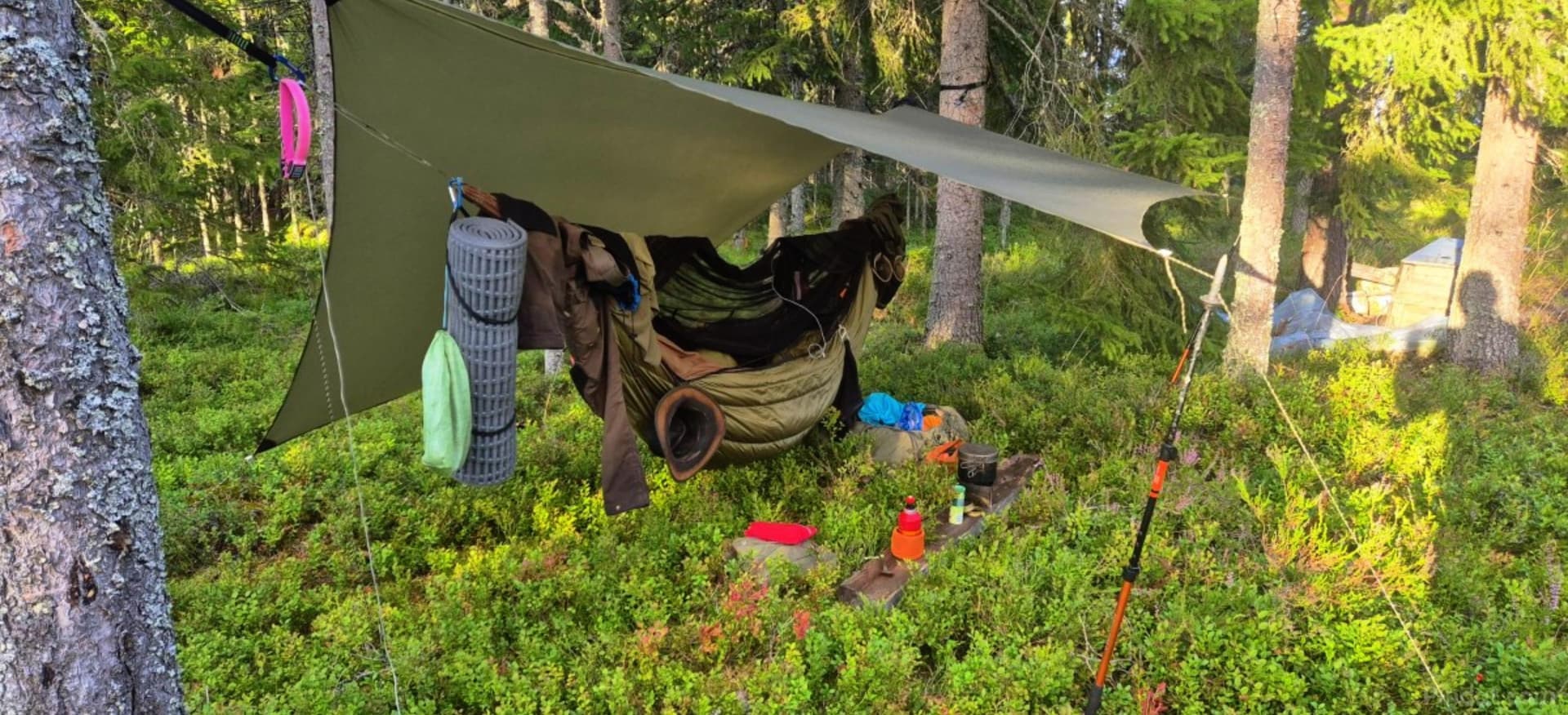 Hammock setup on the Romboleden trail